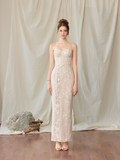 Kalina Floral Lace Embellished Midi Dress 