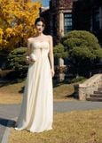  Glacyn Off-Shoulder Tulle Gown with Detachable Cape Sleeves 
