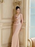  Silvaréa Champagne Pink Draped Mermaid Dress 