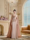  Silvaréa Champagne Pink Draped Mermaid Dress 