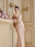  Silvaréa Champagne Pink Draped Mermaid Dress 