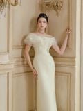  Petaline Off-Shoulder Organza Midi Dress 