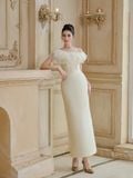  Petaline Off-Shoulder Organza Midi Dress 