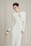  Lunavex White Jersey Embellished Draping Dress 