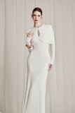  Lunavex White Jersey Embellished Draping Dress 