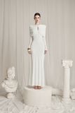  Lunavex White Jersey Embellished Draping Dress 