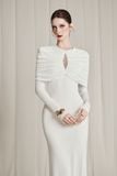  Lunavex White Jersey Embellished Draping Dress 