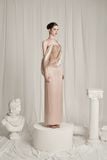  Cassia Rose Gold Sequin Draping Gown Dress 