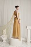  Frosella Bronze Brown Tulle One-Shoulder Dress 