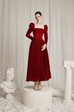  Aldéra Deep Red Corset Pleated Dress 