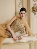  Ivresse Gold Peplum Corset Top 