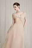  Helika Cream Organza Off Shoulder Dress 