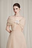  Helika Cream Organza Off Shoulder Dress 