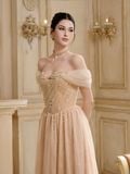  Orélia Nude Peach Chantilly Lace Corset Dress 