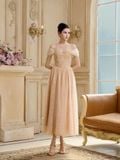  Orélia Nude Peach Chantilly Lace Corset Dress 