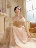  Orélia Nude Peach Chantilly Lace Corset Dress 
