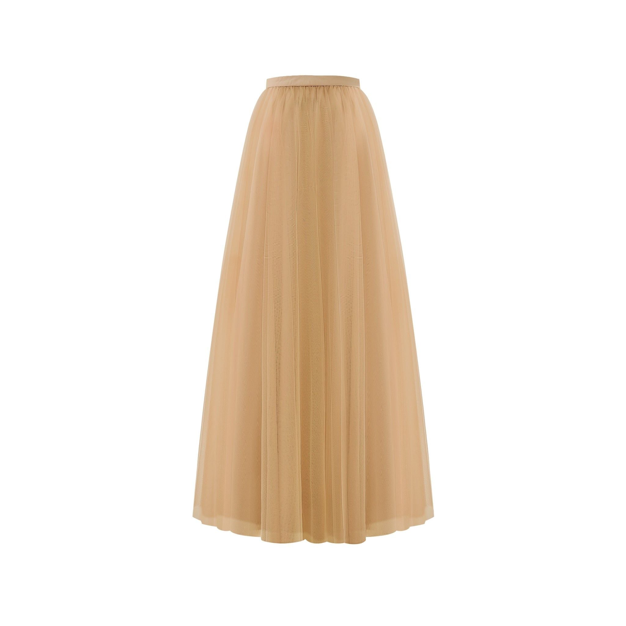  Ivresse Brown Mesh Layered Maxi Skirt 