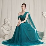  Andromé Mallard Green Soft Mesh Gown Dress 