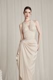  Clytia Creamy White Star Sequin Silk Gown Dress 