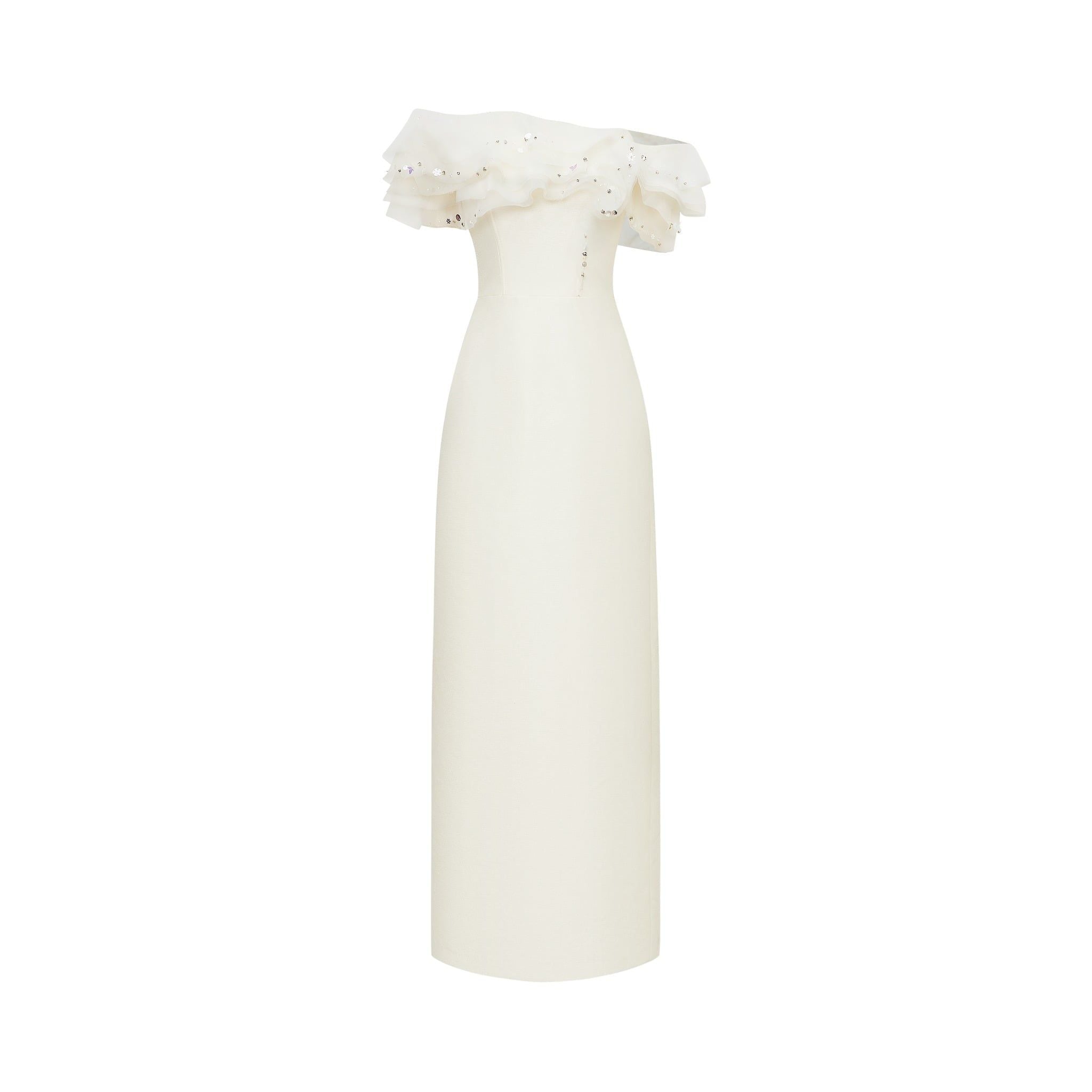  Petaline Off-Shoulder Organza Midi Dress 