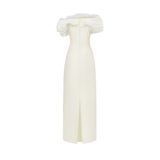  Petaline Off-Shoulder Organza Midi Dress 