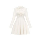  Nivora Cream Lace Flared Mini Dress 