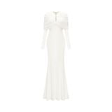  Lunavex White Jersey Embellished Draping Dress 