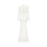  Lunavex White Jersey Embellished Draping Dress 
