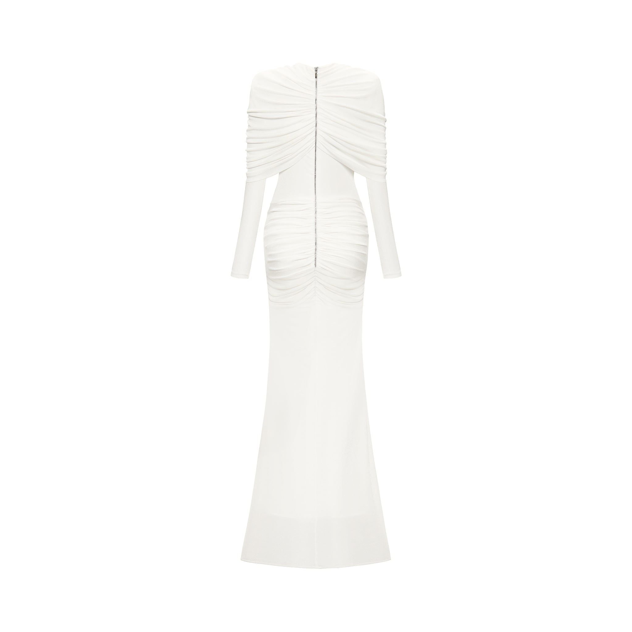  Lunavex White Jersey Embellished Draping Dress 