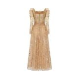  Starlume Golden Brown Star Sequin Mesh Dress 