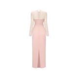  Lurette Long Sleeve Pink Sheer Sequin Gown 