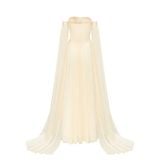 Glacyn Off-Shoulder Tulle Gown with Detachable Cape Sleeves 