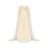  Glacyn Off-Shoulder Tulle Gown with Detachable Cape Sleeves 