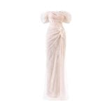  MIREL Off Shoulder Lace Maxi Dress 