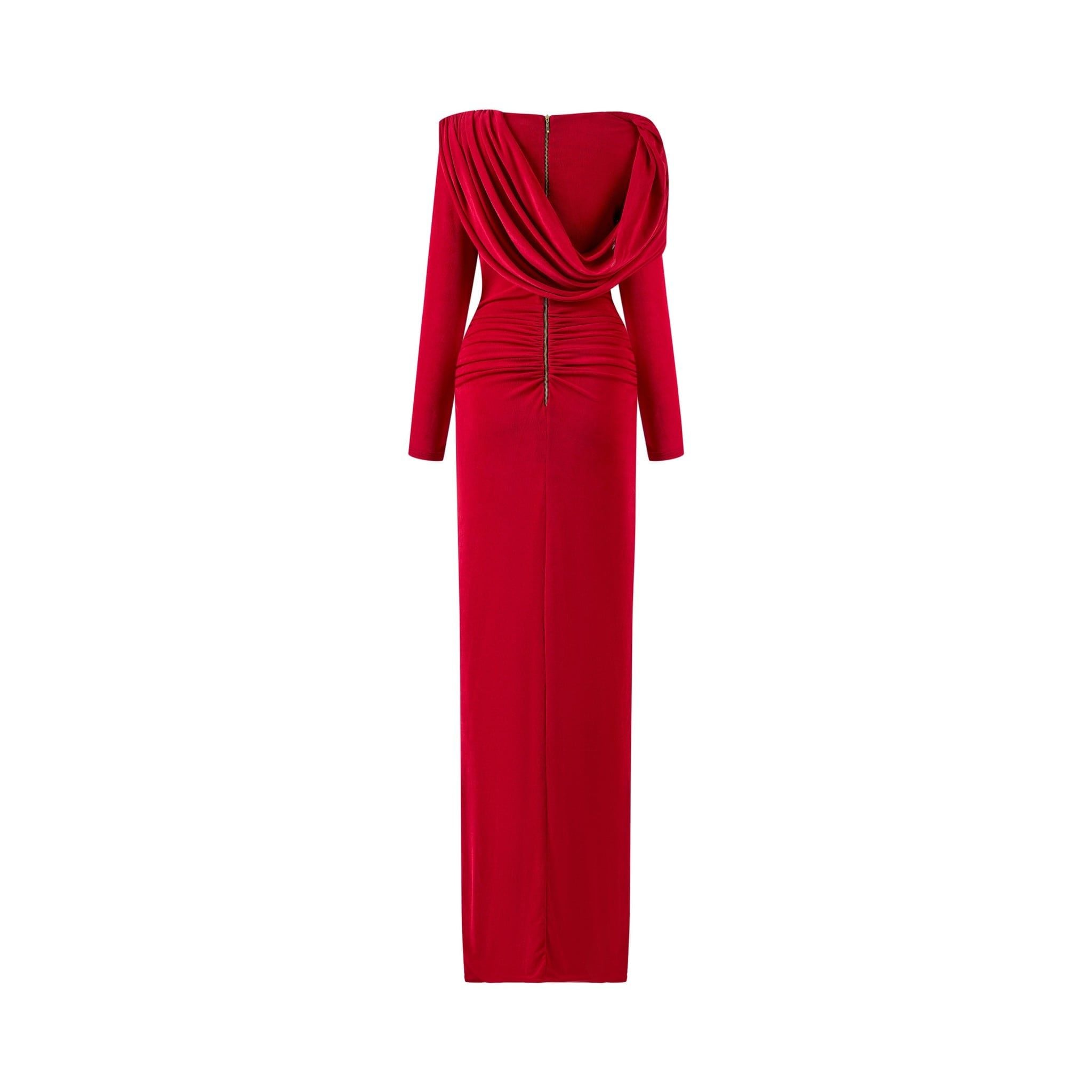  VALORIA Draped Column Maxi Dress 