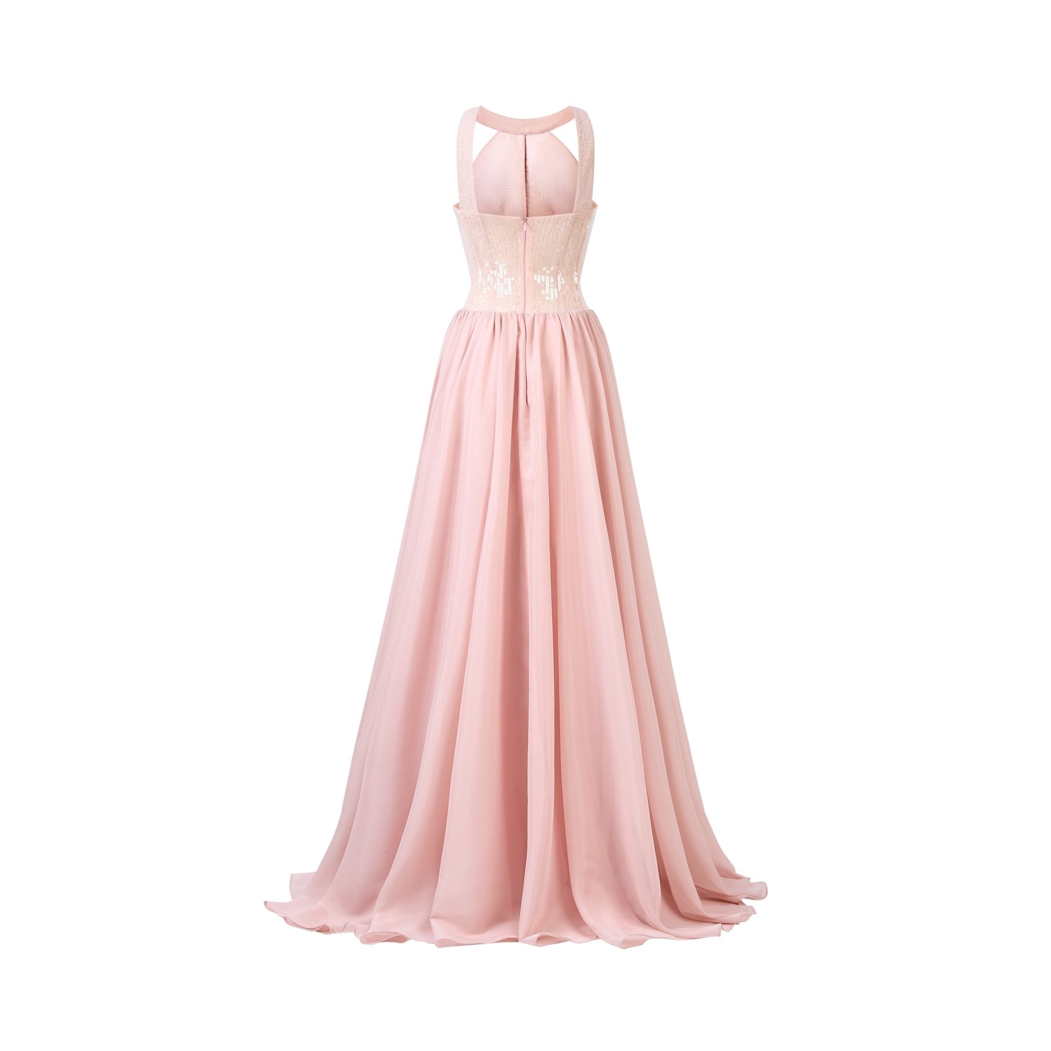  Evan Sequin Corset Halter Neckline Dress 