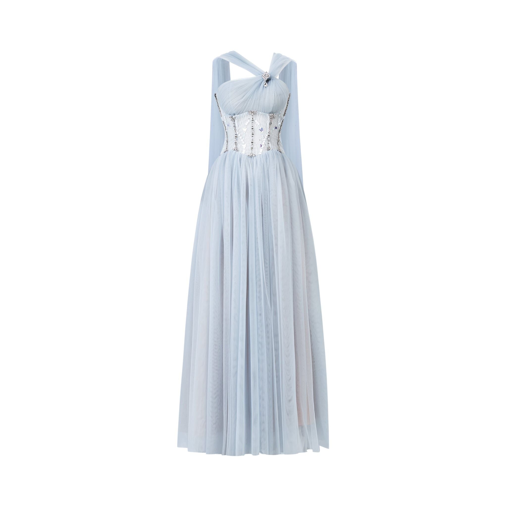  SAVIRA Embellished Tulle Maxi Dress 