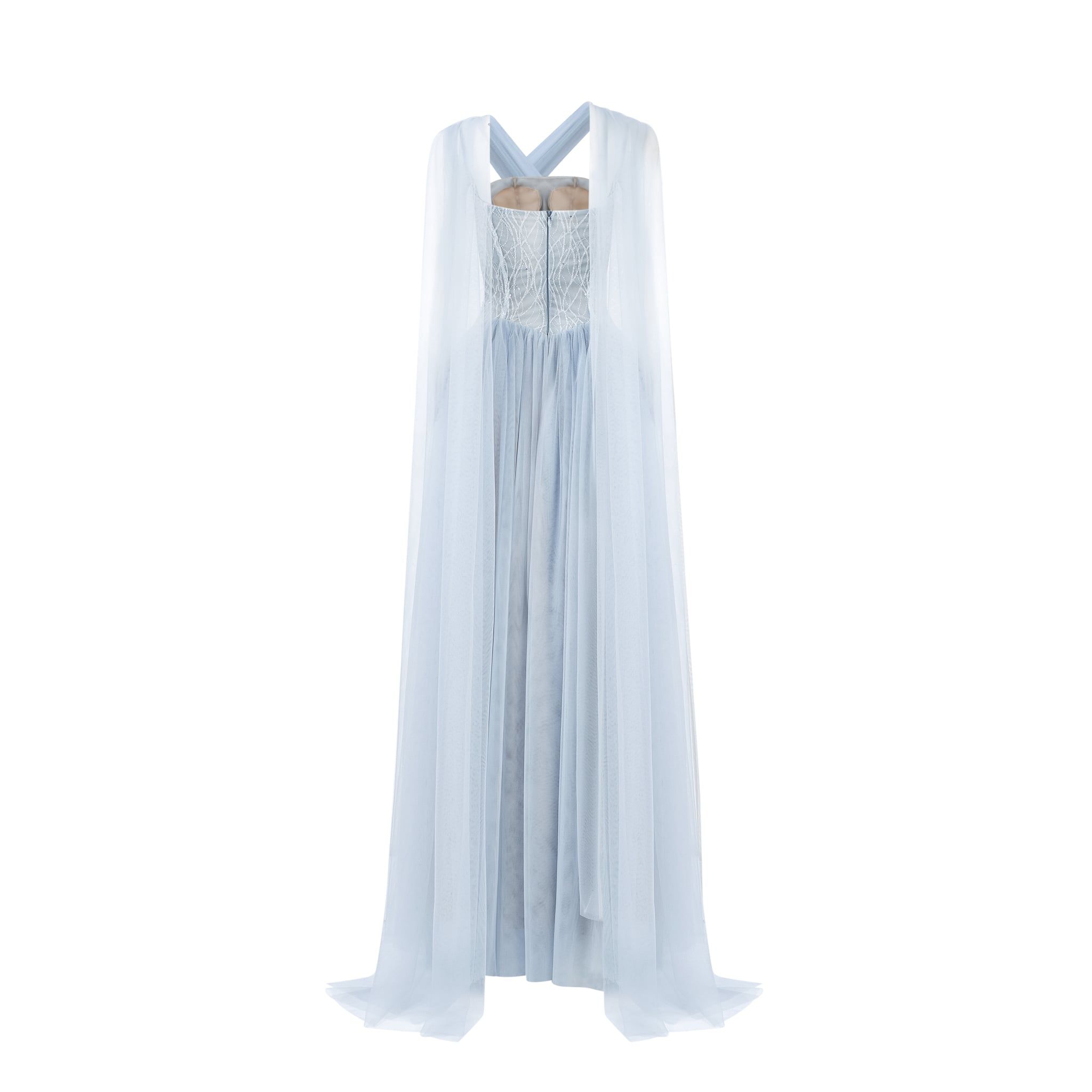  SAVIRA Embellished Tulle Maxi Dress 