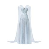  LORAINE Strapless Maxi Dress with Scarf 