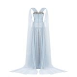  LORAINE Strapless Maxi Dress with Scarf 