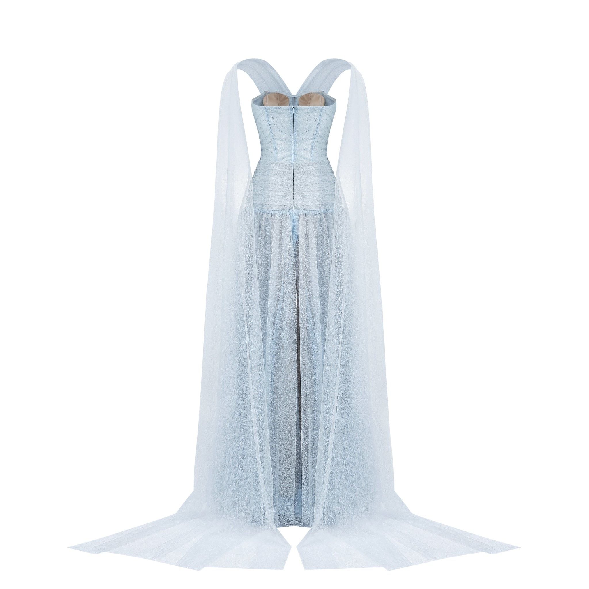 LORAINE Strapless Maxi Dress with Scarf 