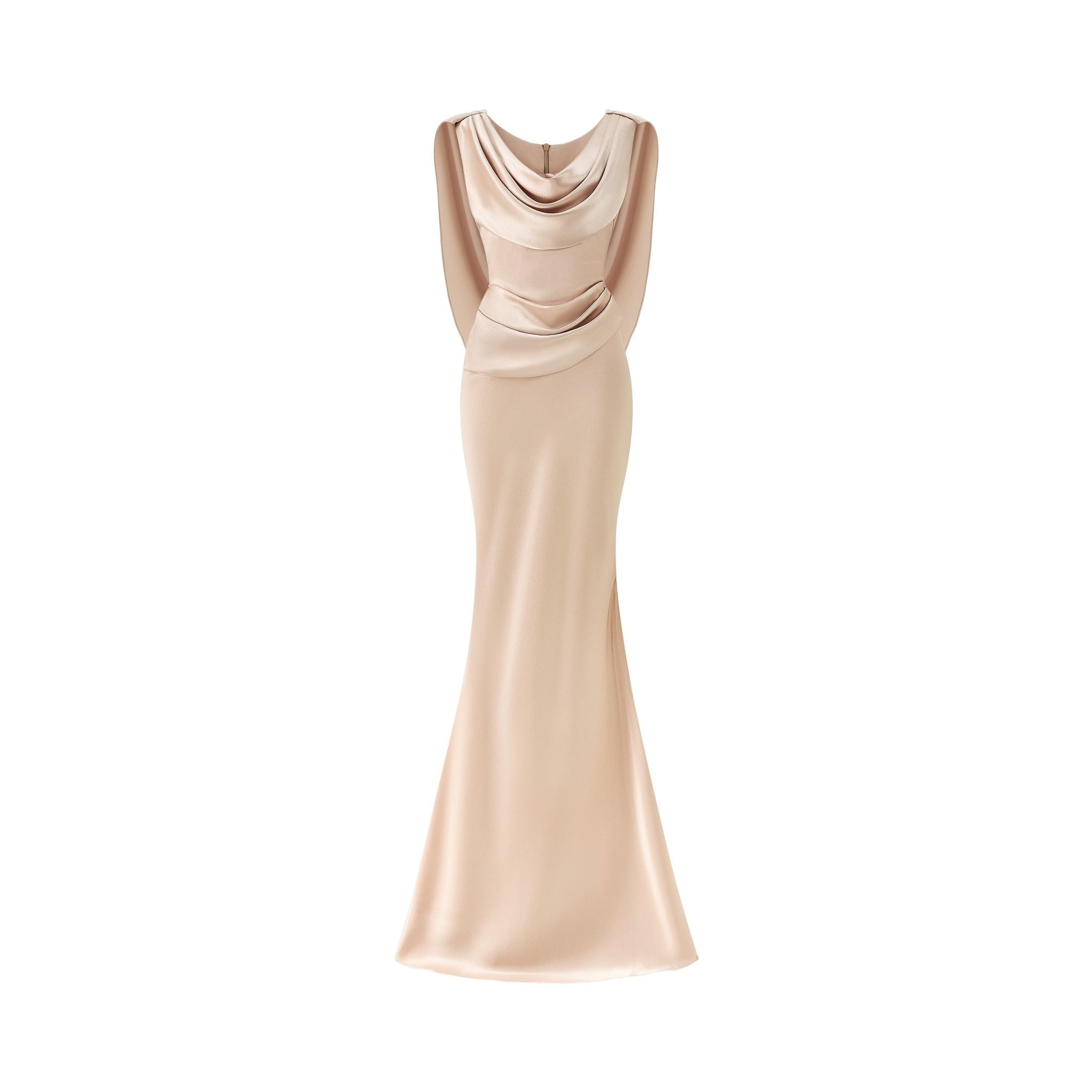  Silvaréa Champagne Pink Draped Mermaid Dress 