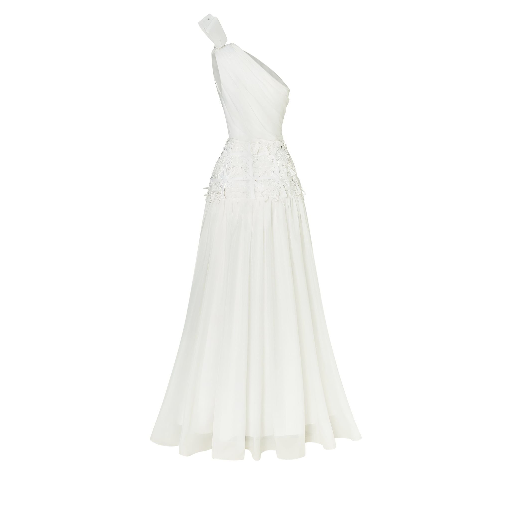  Odenlin Embellished One-Shoulder Draped Dress 