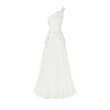 Odenlin Embellished One-Shoulder Draped Dress 
