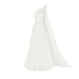  Odenlin Embellished One-Shoulder Draped Dress 