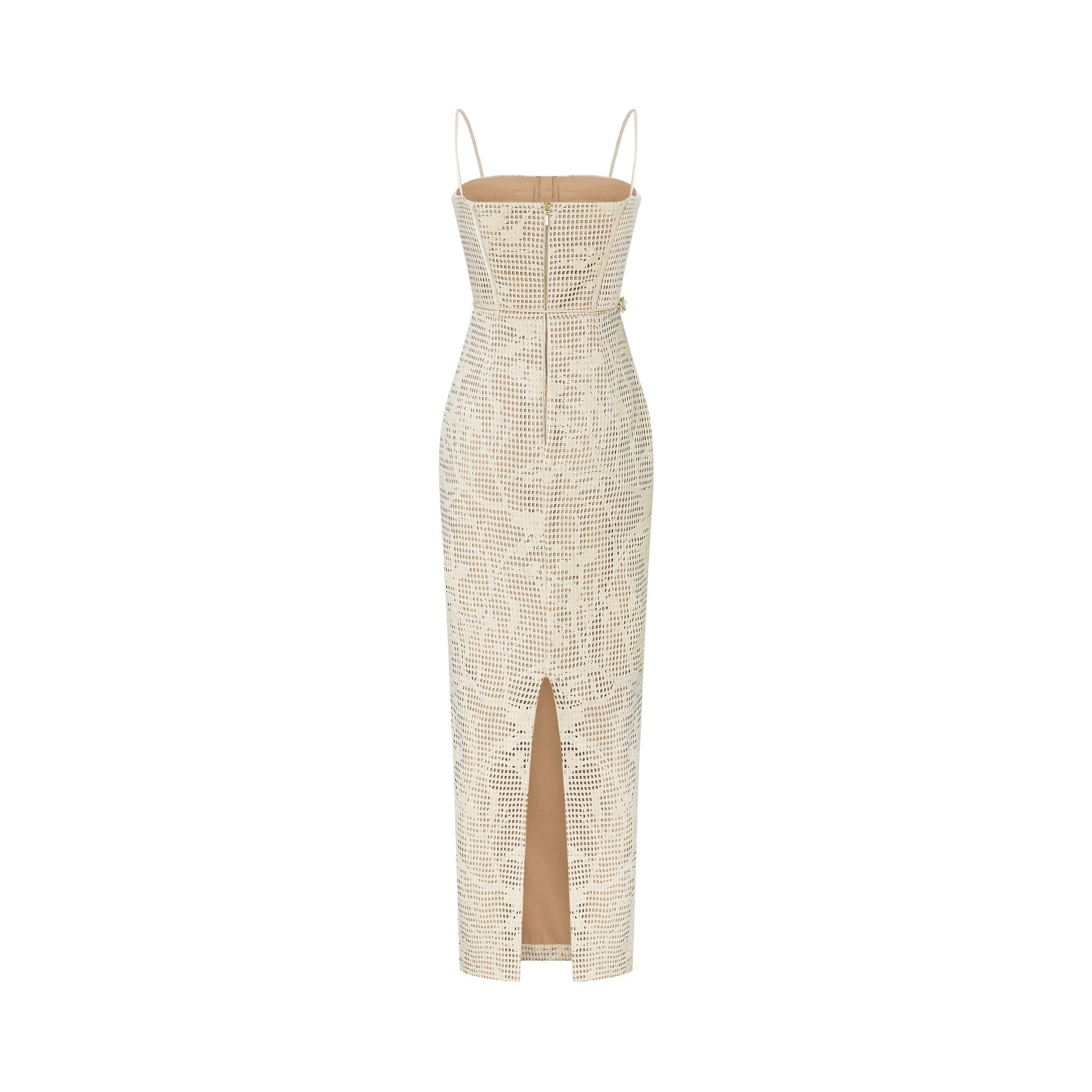  Kalina Floral Lace Embellished Midi Dress 