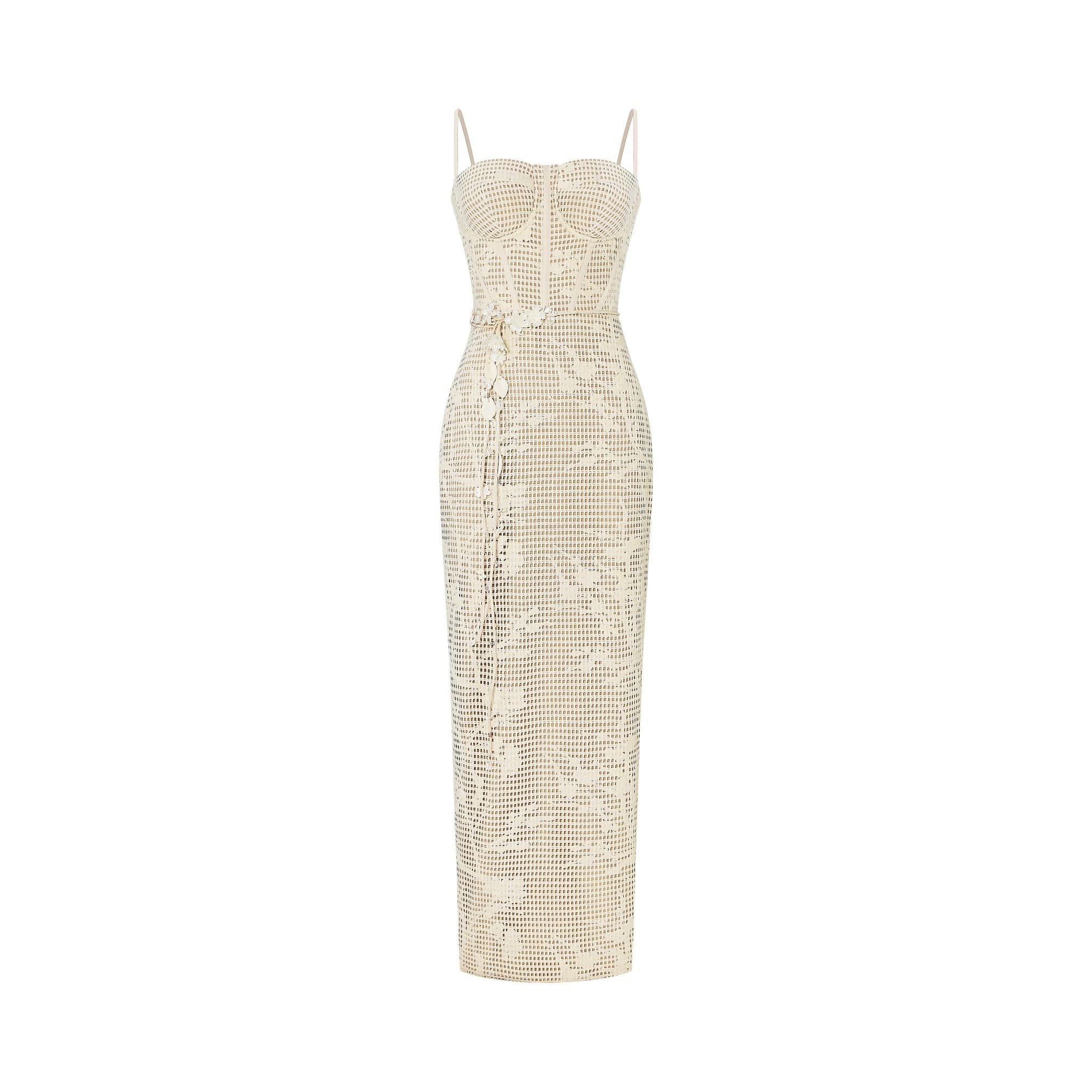  Kalina Floral Lace Embellished Midi Dress 