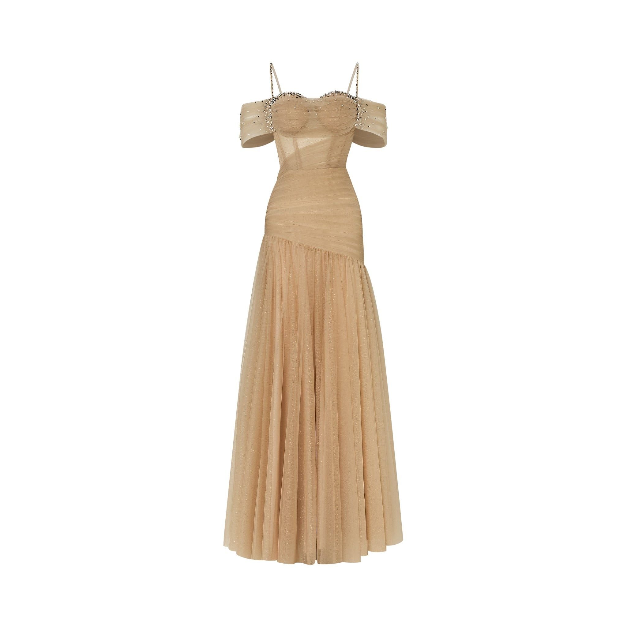 Aliora Tulle Mermaid Off-Shoulder Dress 