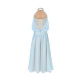  Aster Blue Pastel Silk Corset Draped Maxi Dress 