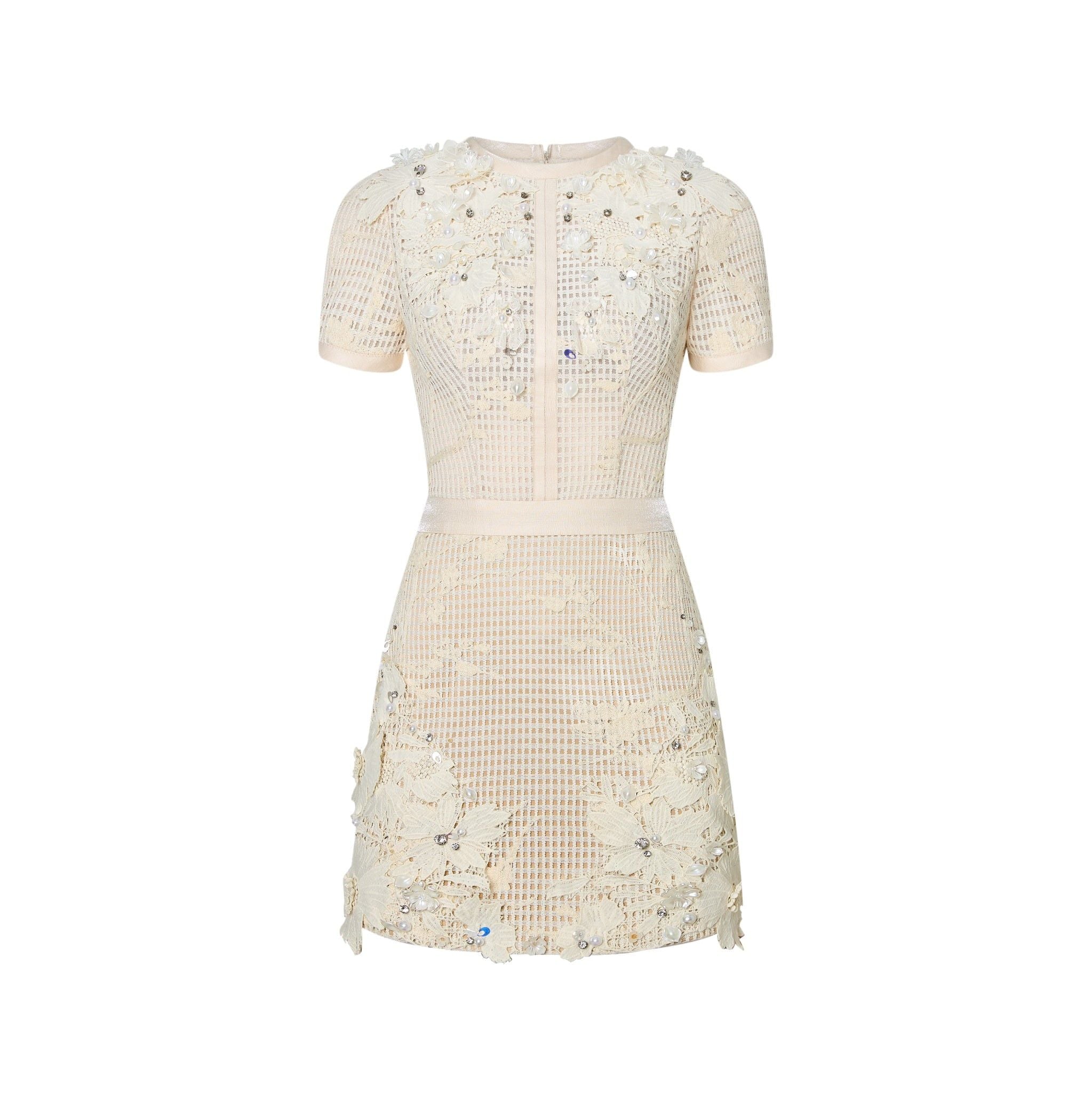  Margot Floral Lace Embellished Mini Dress 